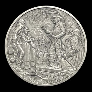 Vintage Medal History of Colonial America Pewter Coin Founding Leonard Calvert